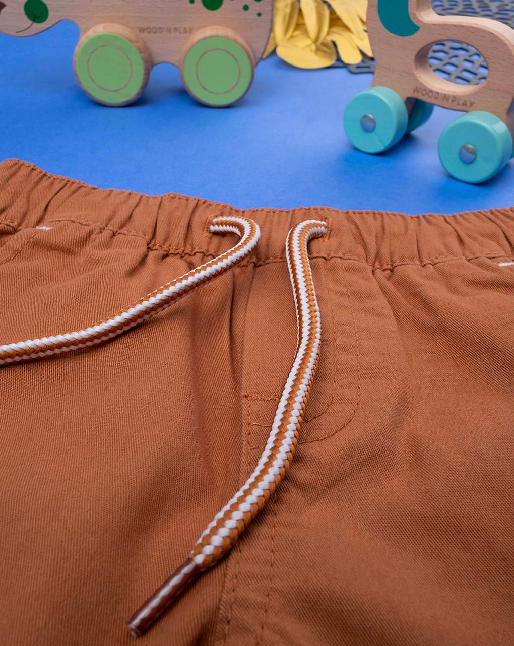 βρεφικό παντελόνι twill καφέ με δεινόσαυρο για αγόρι - Prénatal