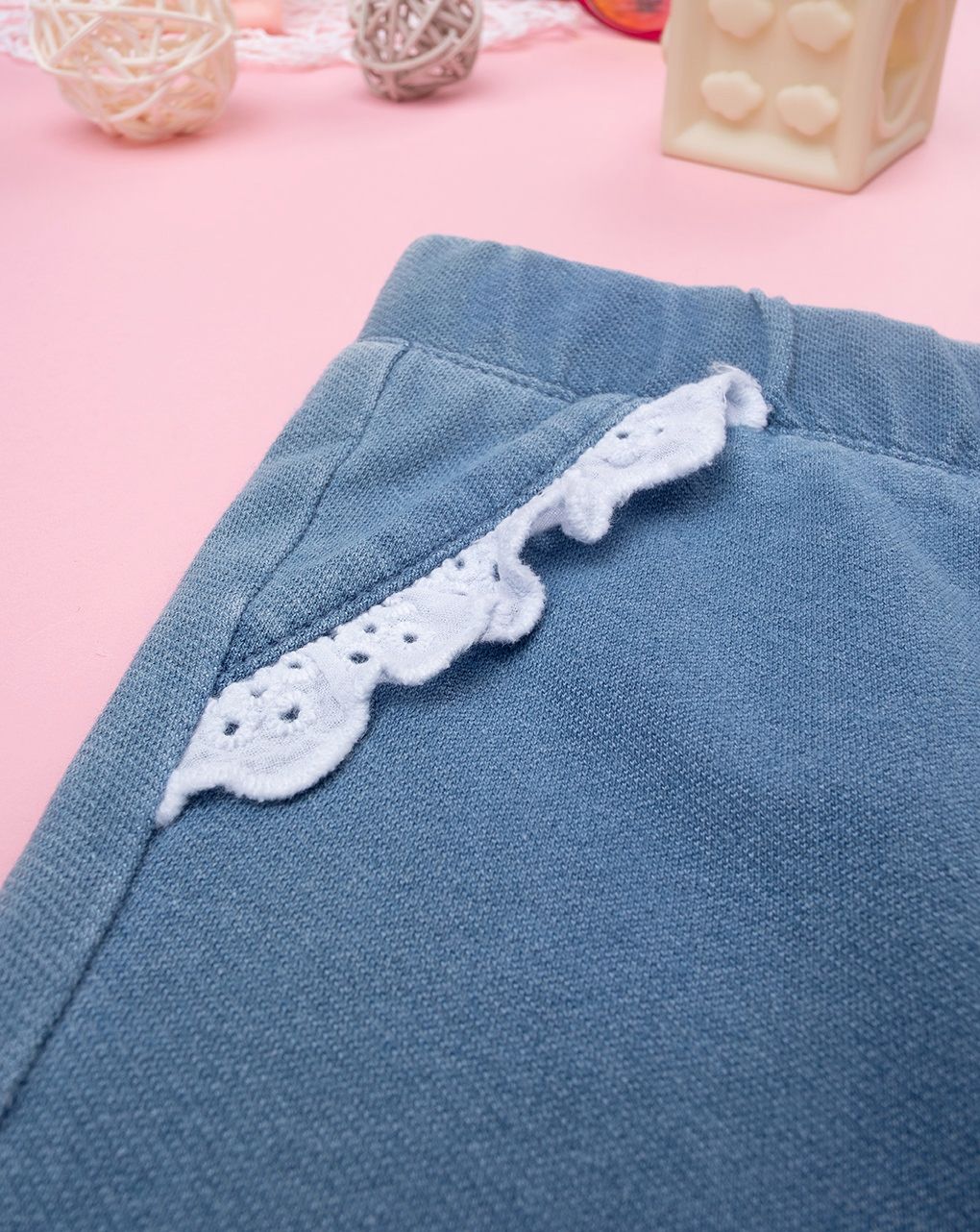 παιδικό τζιν παντελόνι με δαντέλα sangallo για κορίτσι - Prénatal