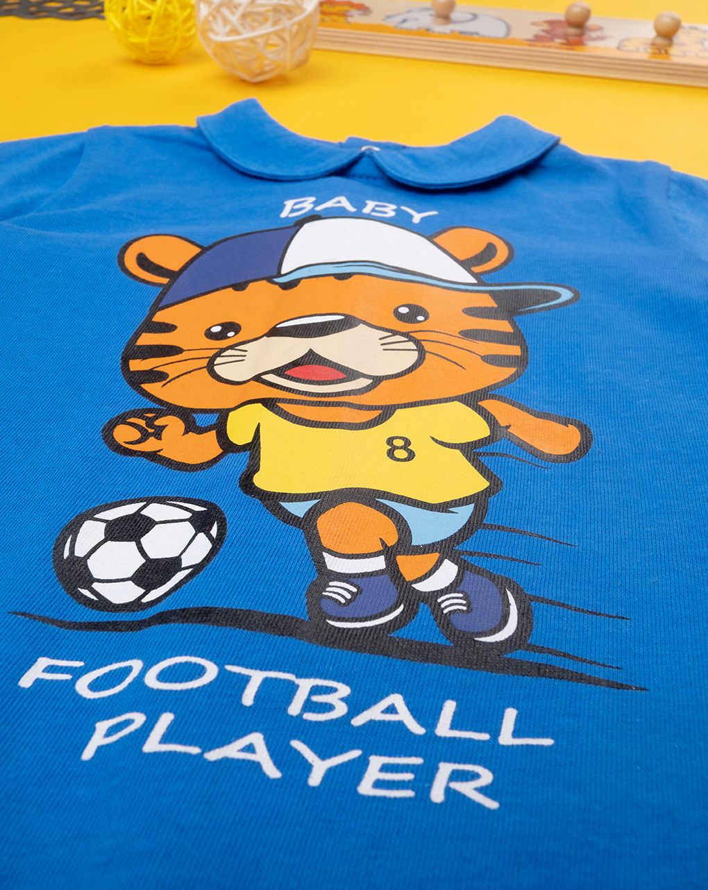 βρεφικό φορμάκι κοντό μπλε με τιγράκι για αγόρι - Prénatal