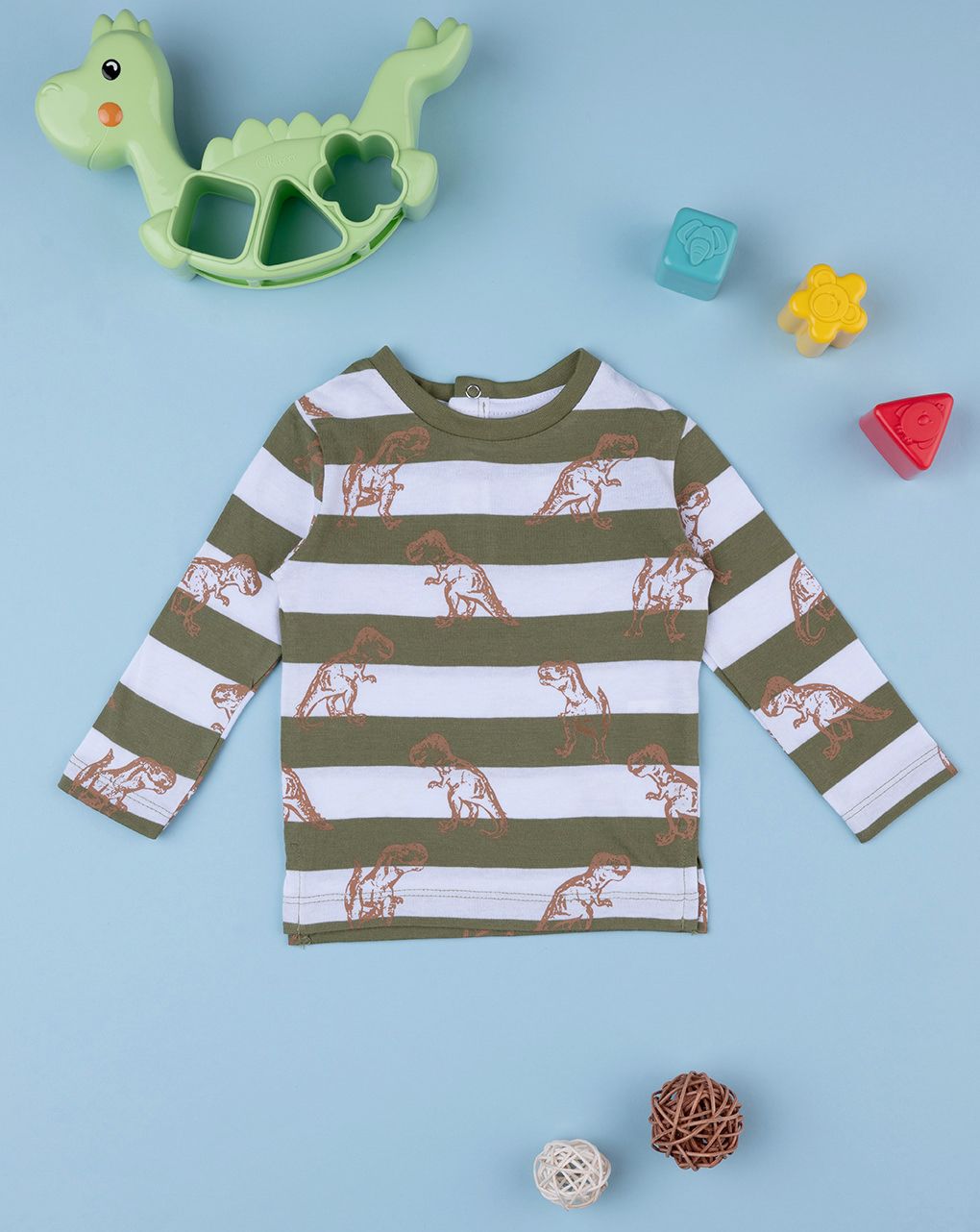 βρεφική μπλούζα ριγέ με δεινόσαυρους για αγόρι - Prénatal