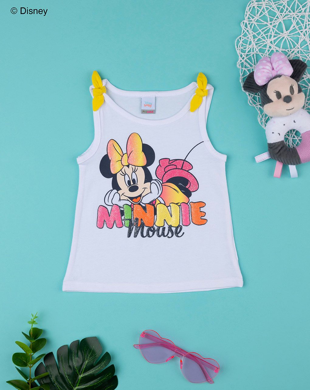 βρεφική αμάνικη μπλούζα λευκή με τη minnie για κορίτσι