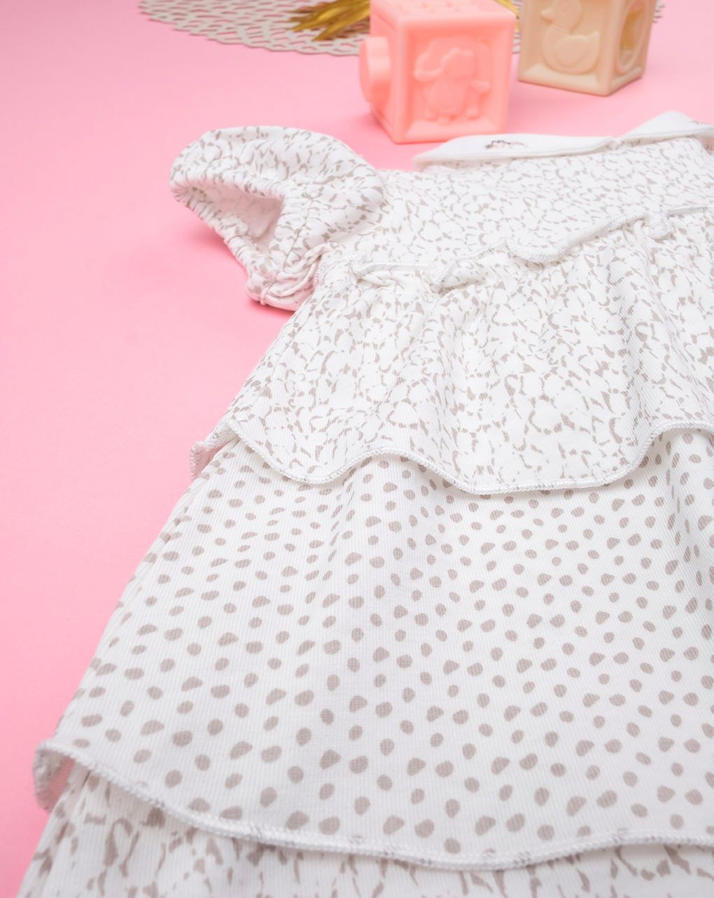 βρεφικό φόρεμα μπεζ με βολάν για κορίτσι - Prénatal