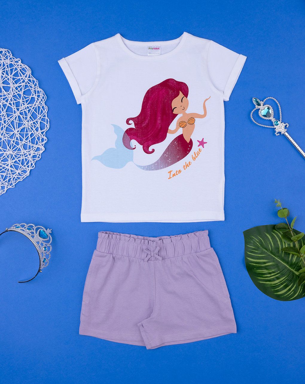 παιδικό σετ t-shirt και σορτσάκι με γοργόνα για κορίτσι - Prénatal