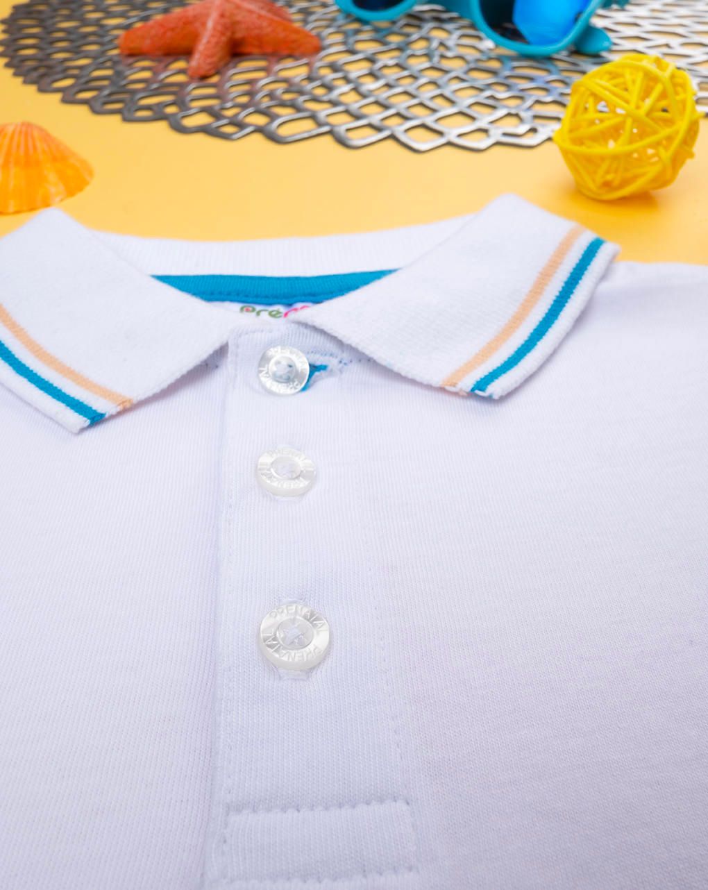 βρεφικό t-shirt πόλο λευκό surf για αγόρι - Prénatal
