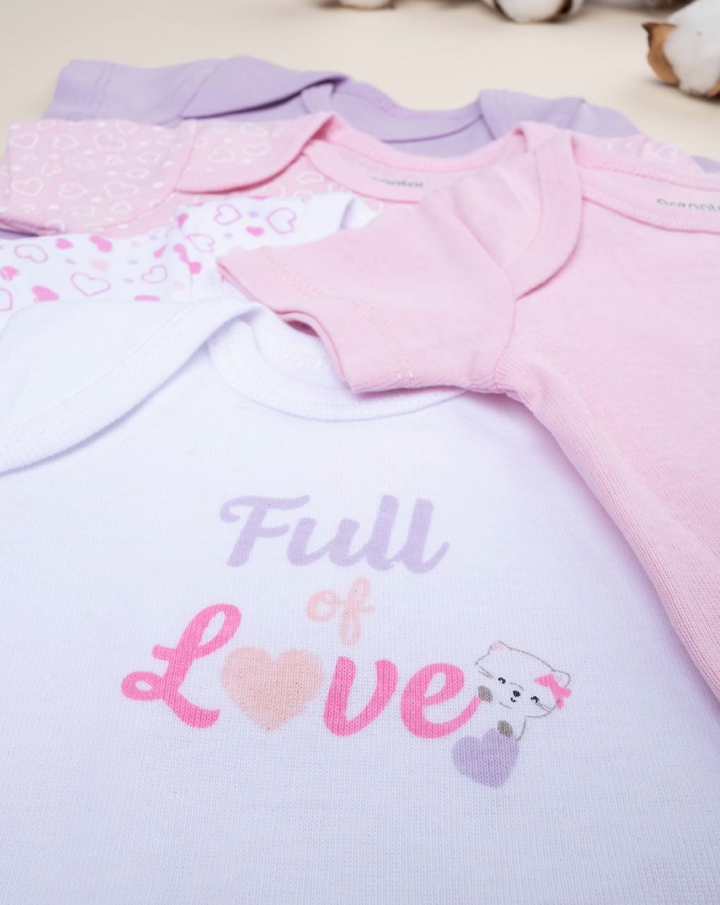 βρεφικά κορμάκια πακέτο x5 με καρδούλες για κορίτσι - Prénatal