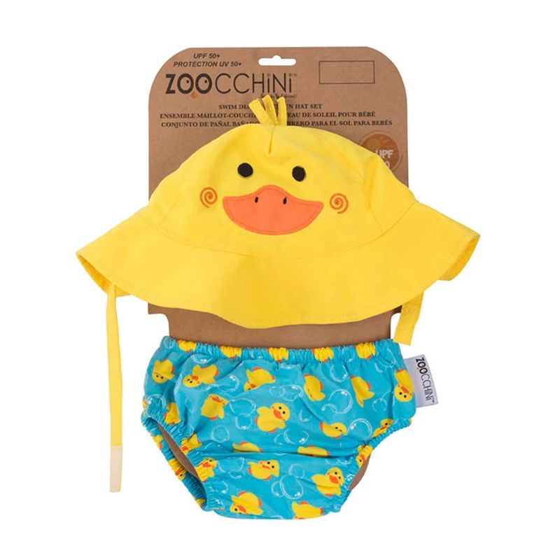 Zoocchini σετ μαγιό και καπέλο upf50+ puddles the duck unisex - Zoocchini