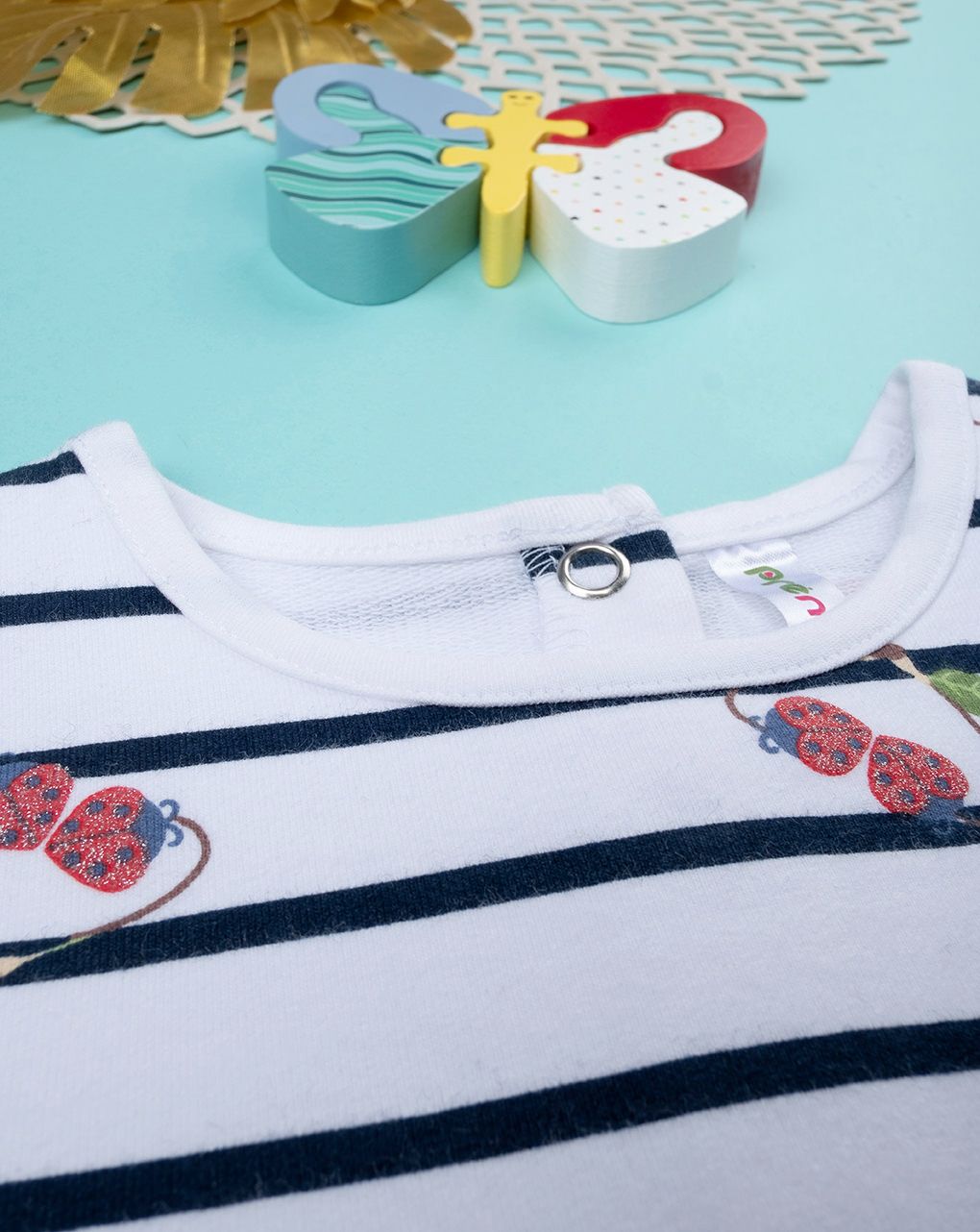 βρεφικό φόρεμα ριγέ μπλε/λευκό με κερασάκια για κορίτσι - Prénatal