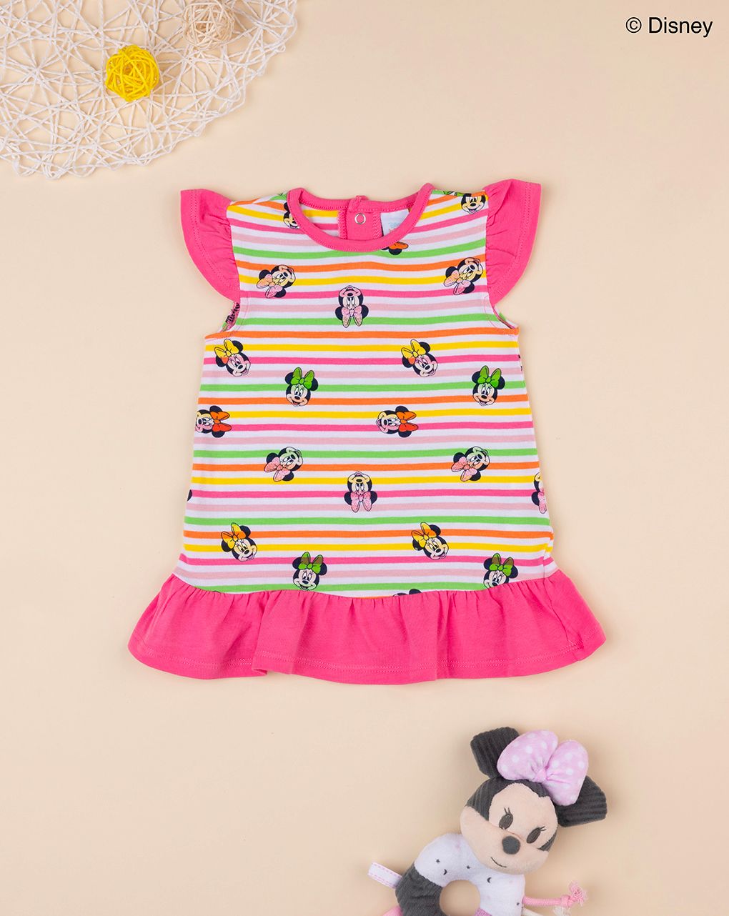 βρεφικό φόρεμα ριγέ με τη minnie για κορίτσι - Prénatal