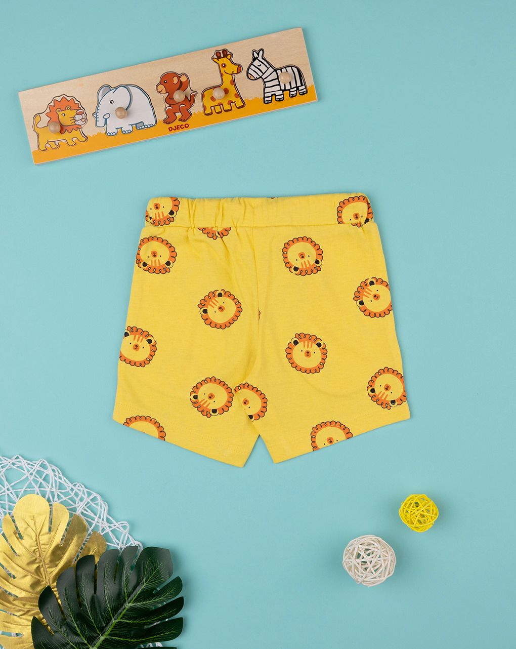βρεφική βερμούδα κίτρινη με λιοντάρια για αγόρι - Prénatal