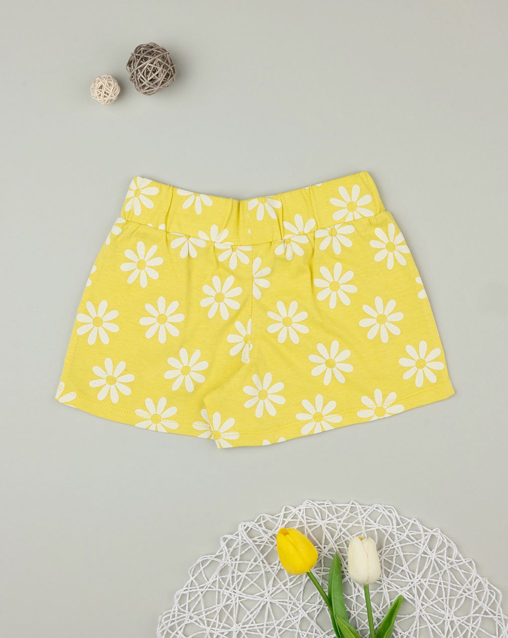 παιδικό σορτσάκι κίτρινο με μαργαρίτες για κορίτσι - Prénatal