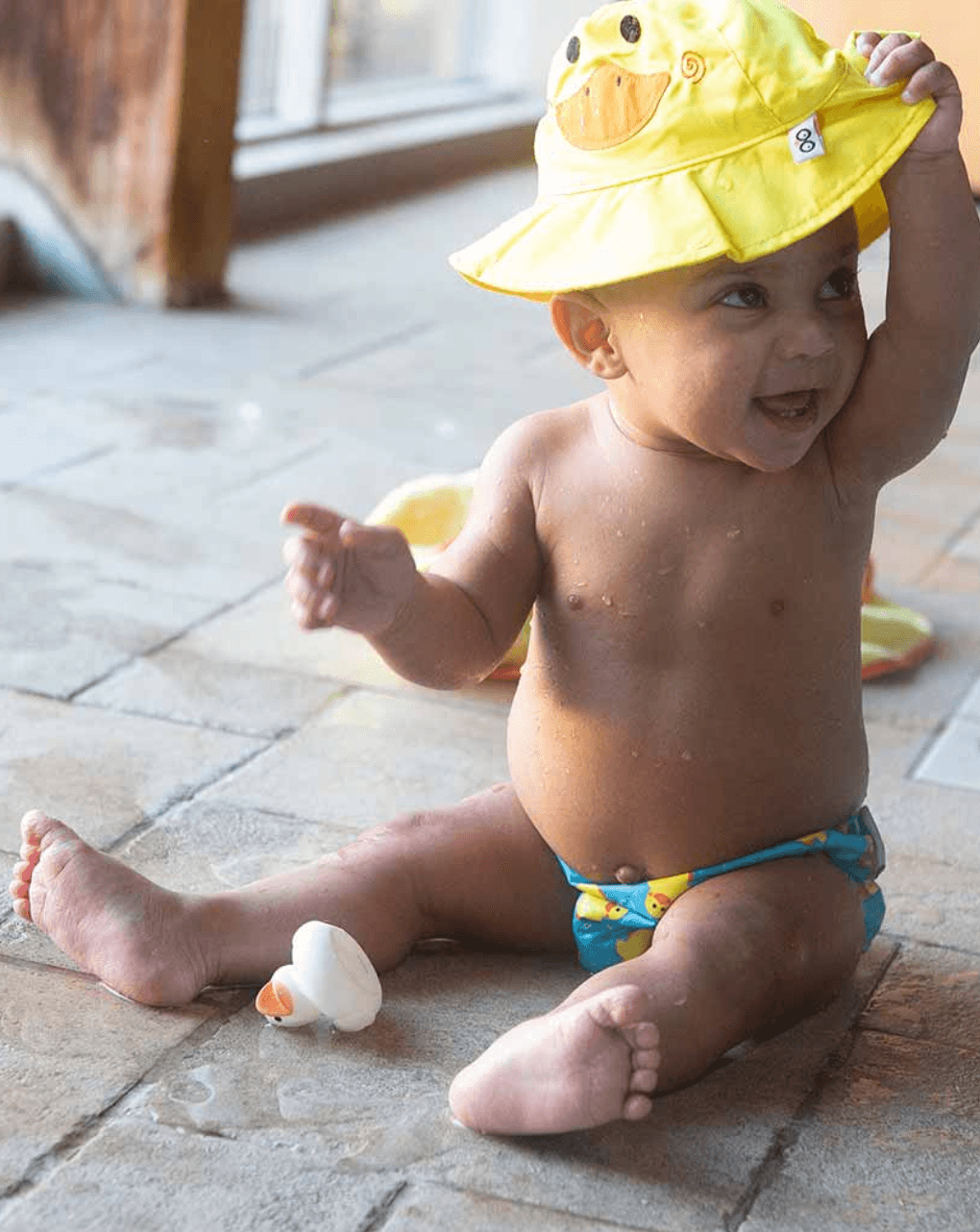 Zoocchini σετ μαγιό και καπέλο upf50+ puddles the duck unisex