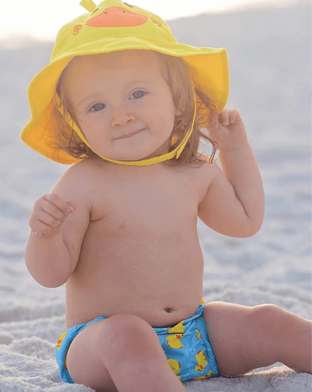 Zoocchini σετ μαγιό και καπέλο upf50+ puddles the duck unisex - Zoocchini