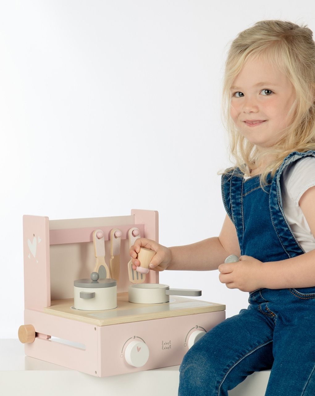 Label label ξύλινη φορητή κουζίνα ροζ llwt-24784 - Label Label