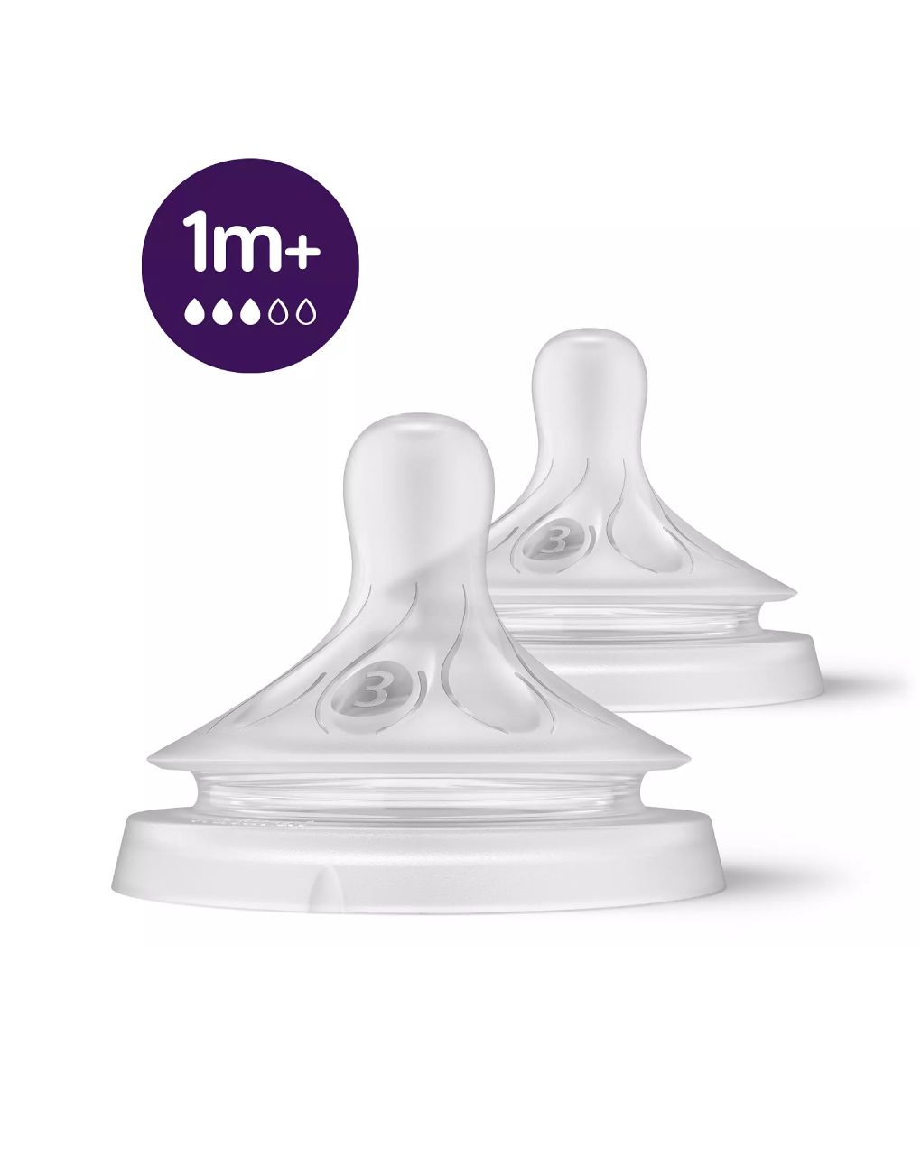 Philips avent θηλές σιλικόνης 2τμχ natural response 1m+ ροή 3, scy963/02 - Philips Avent