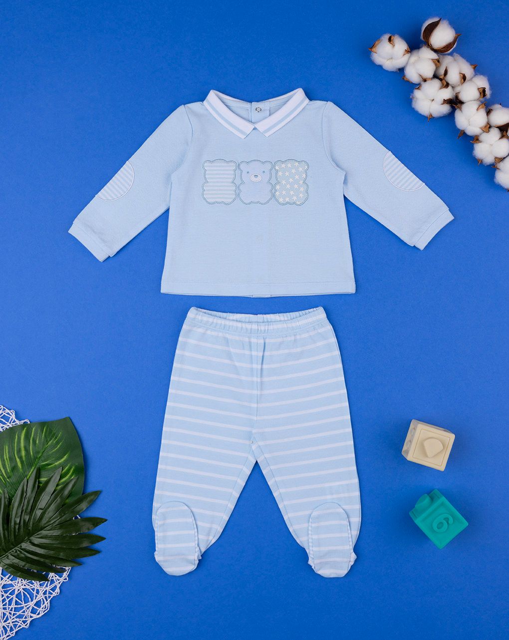 βρεφικό σετ μπλούζα και γκέτα με αρκουδάκι για αγόρι