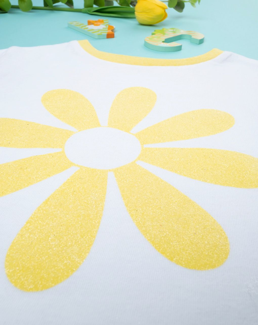 παιδικό t-shirt λευκό με μαργαρίτα για κορίτσι - Prénatal