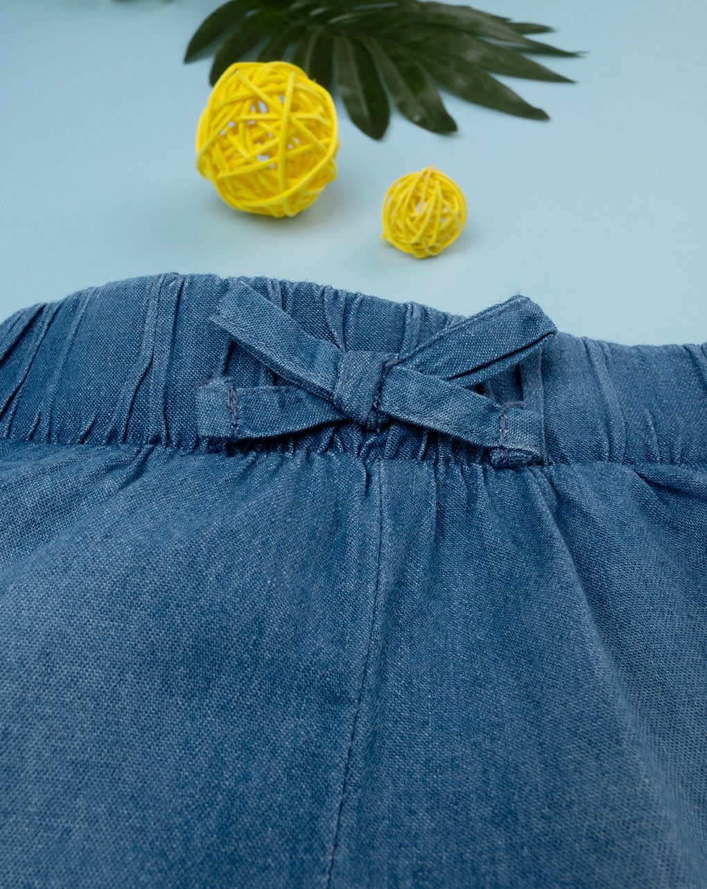 παιδικό τζιν σορτσάκι μπλε με βολάν για κορίτσι - Prénatal