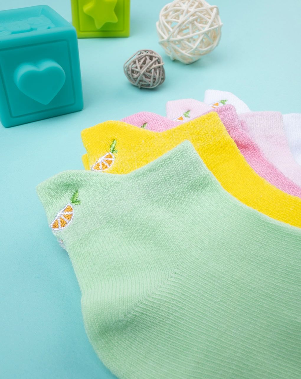 παιδικές κάλτσες με φρούτα πακέτο x5 για κορίτσι - Prénatal
