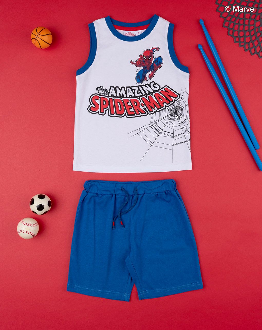 παιδικό σετ μπλούζα και σορτσάκι με το spiderman για αγόρι