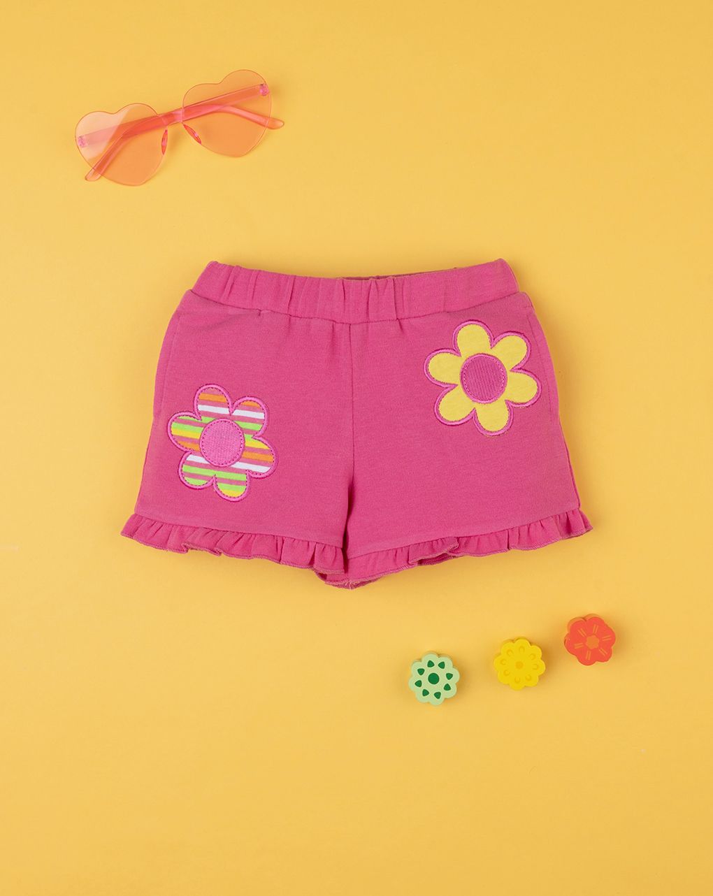 βρεφικό σορτσάκι φούξια με λουλούδια για κορίτσι - Prénatal