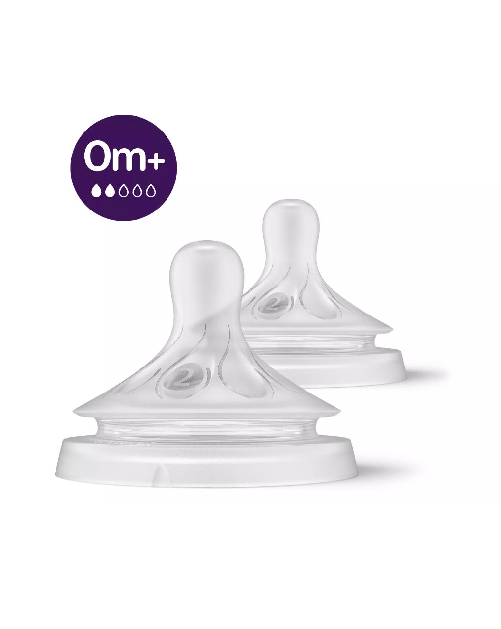 Philips avent θηλές σιλικόνης 2τμχ natural response 0m+ αργής ροής, scy962/02