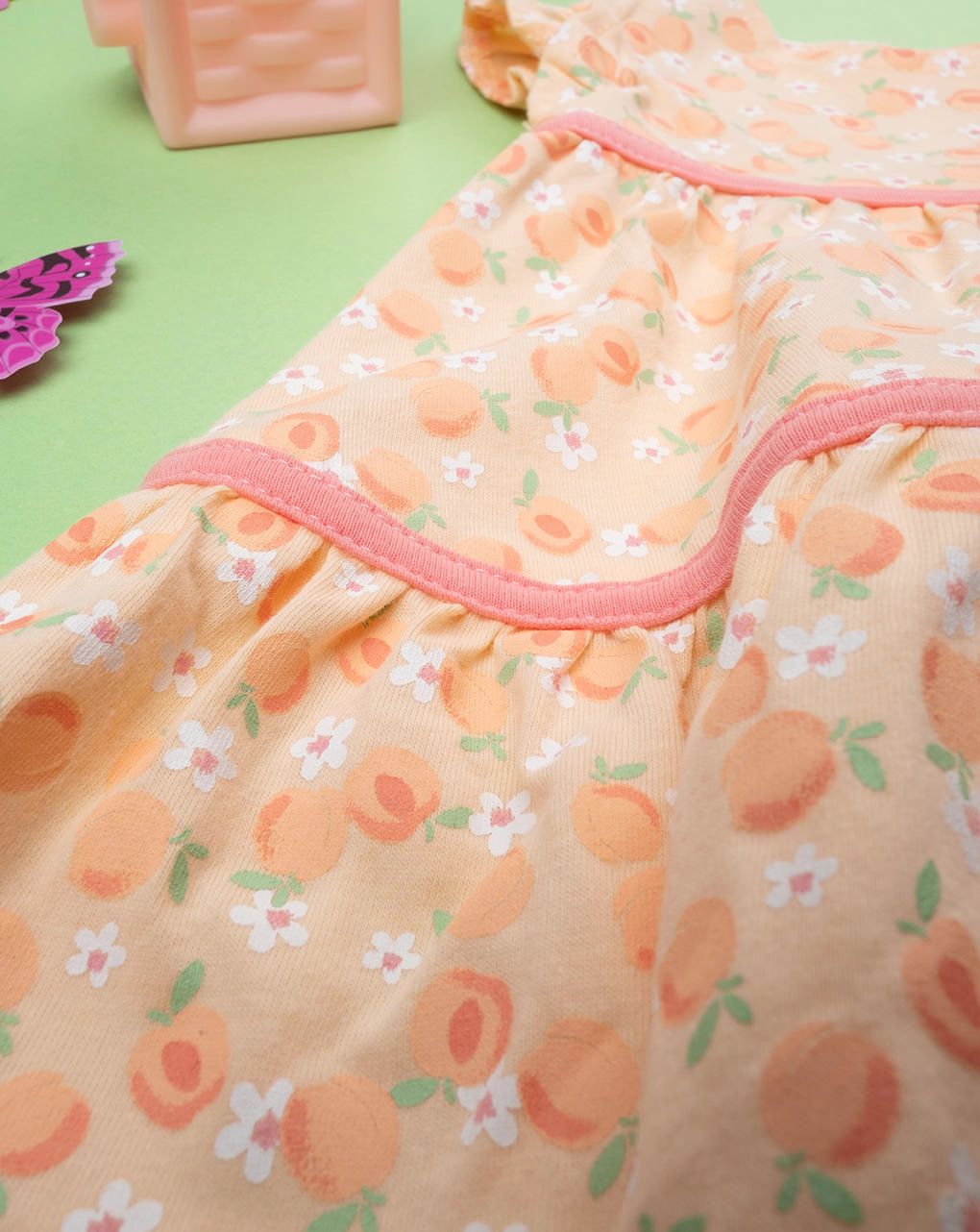 βρεφικό φόρεμα κοντό πορτοκαλί με ροδάκινα για κορίτσι - Prénatal