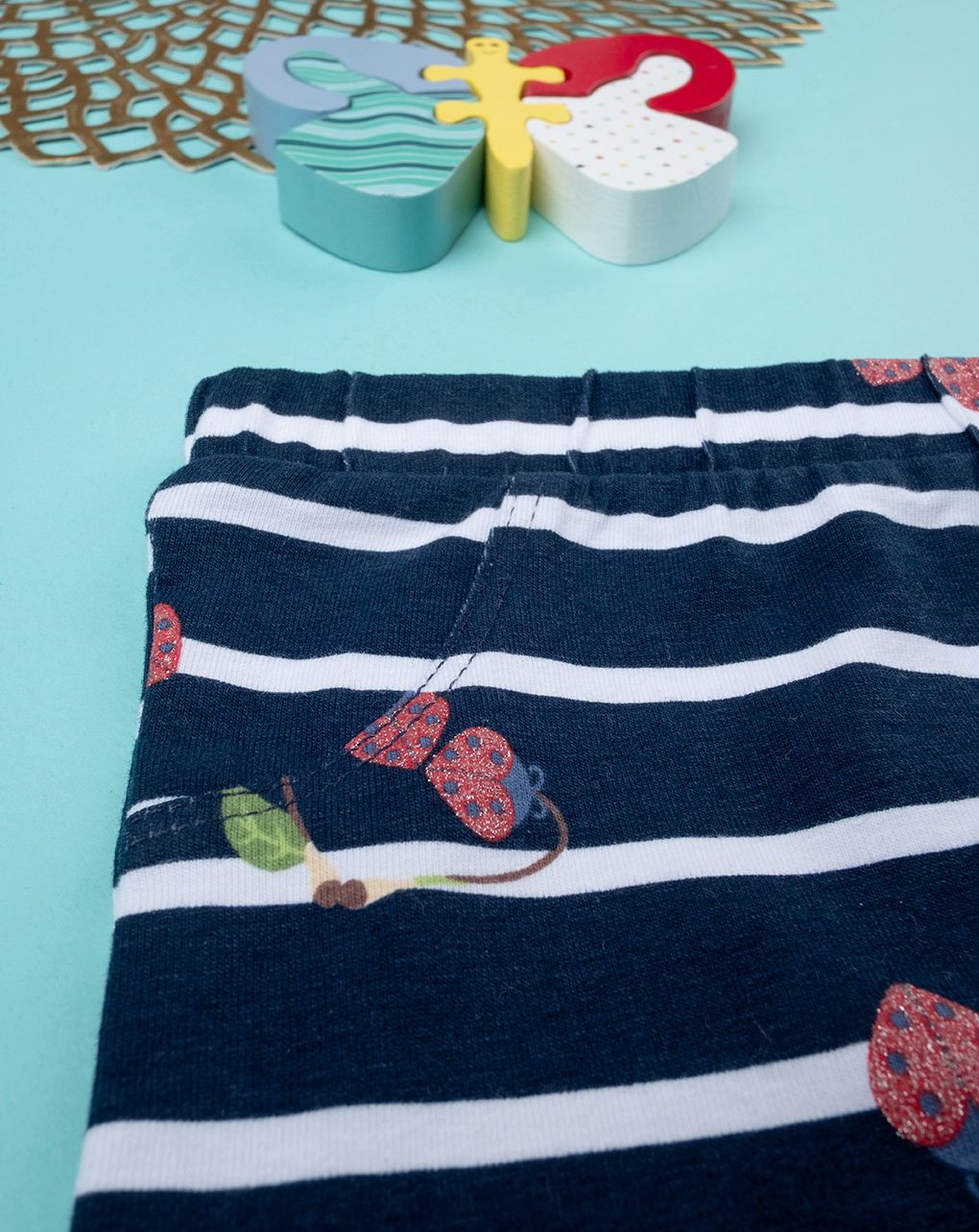 βρεφικό κολάν μπλε ριγέ με κερασάκια για κορίτσι - Prénatal