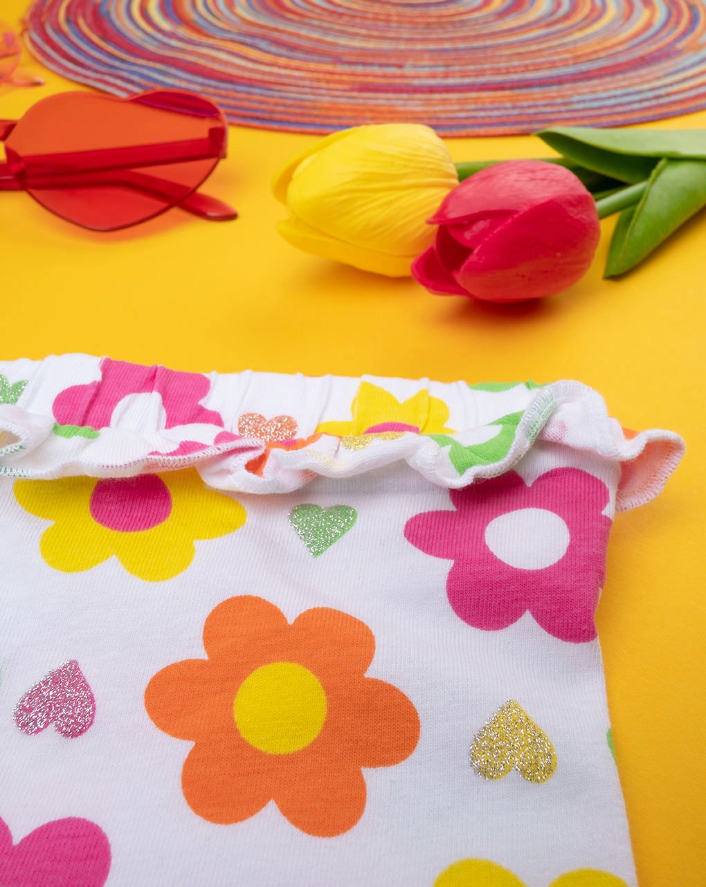 βρεφικό κολάν 3/4 λευκό φλοράλ για κορίτσι - Prénatal