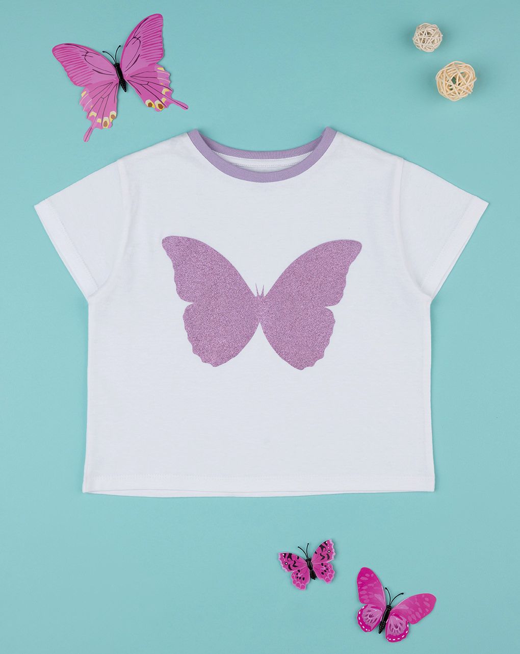παιδικό t-shirt λευκό με πεταλούδα για κορίτσι - Prénatal