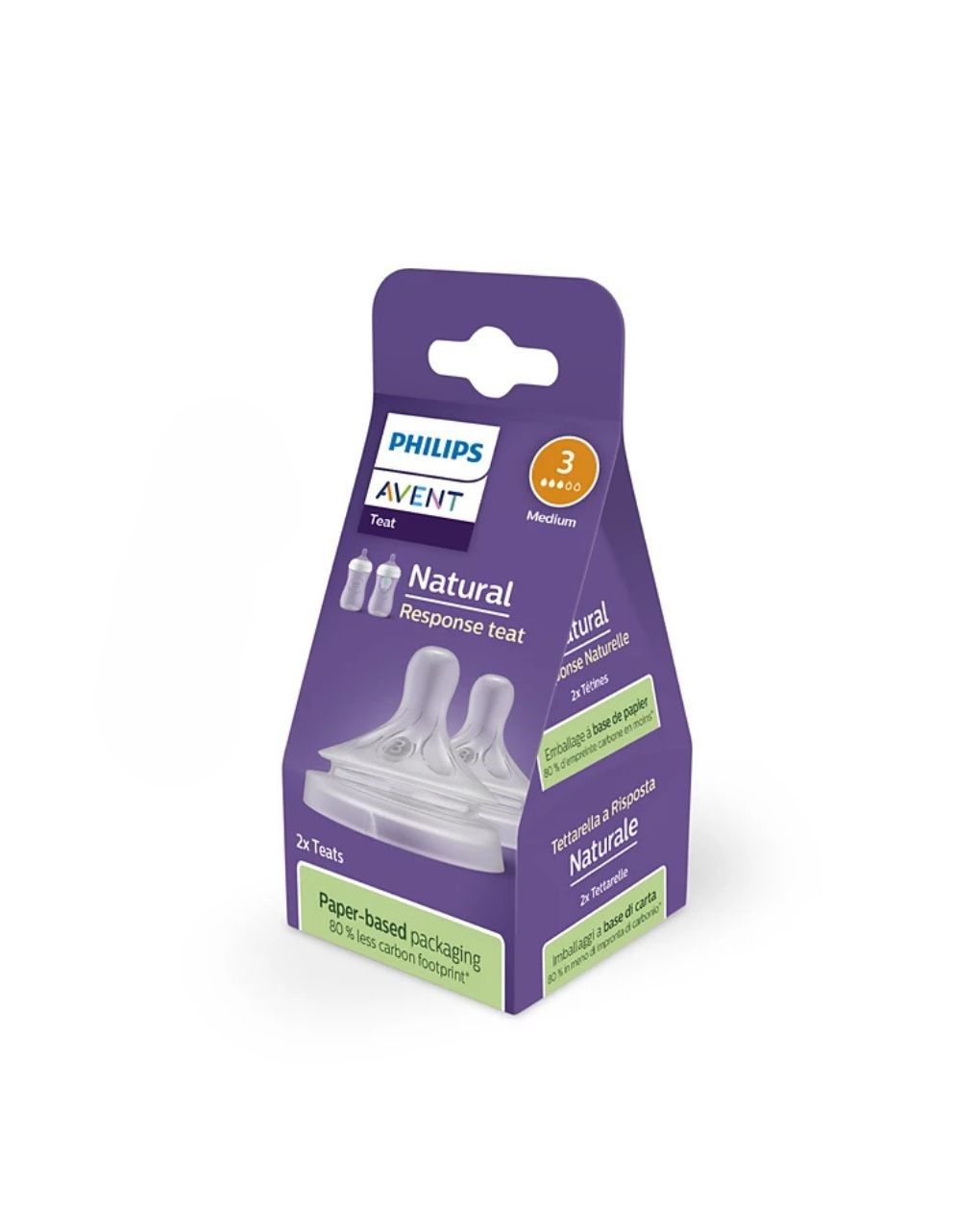 Philips avent θηλή σιλικόνης natural response 2τμχ μέτριας ροής 1m+ scy963/02 - Philips Avent