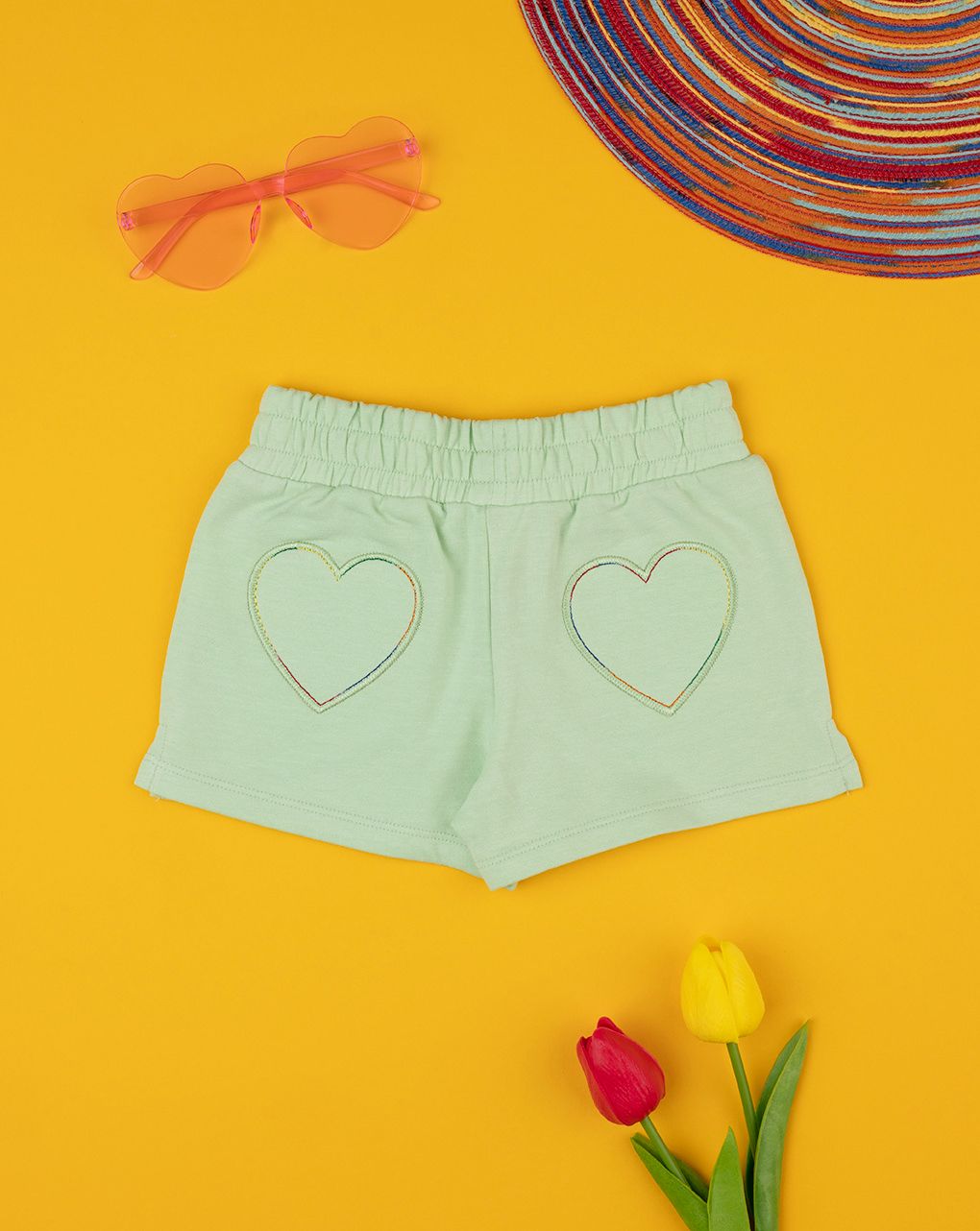 βρεφικό σορτσάκι φυστικί με καρδούλες για κορίτσι - Prénatal