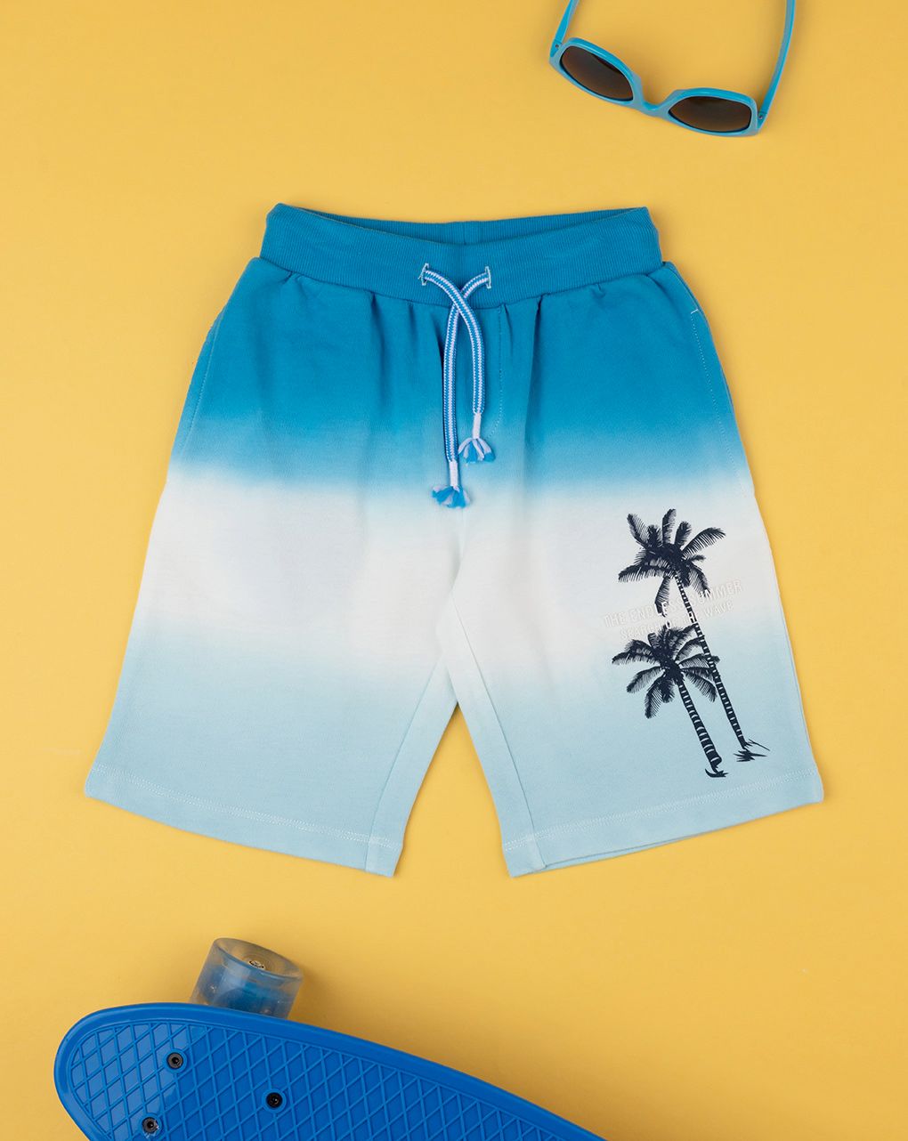 παιδικό σορτσάκι μπλε ντεγκραντέ με φοίνικες για αγόρι
