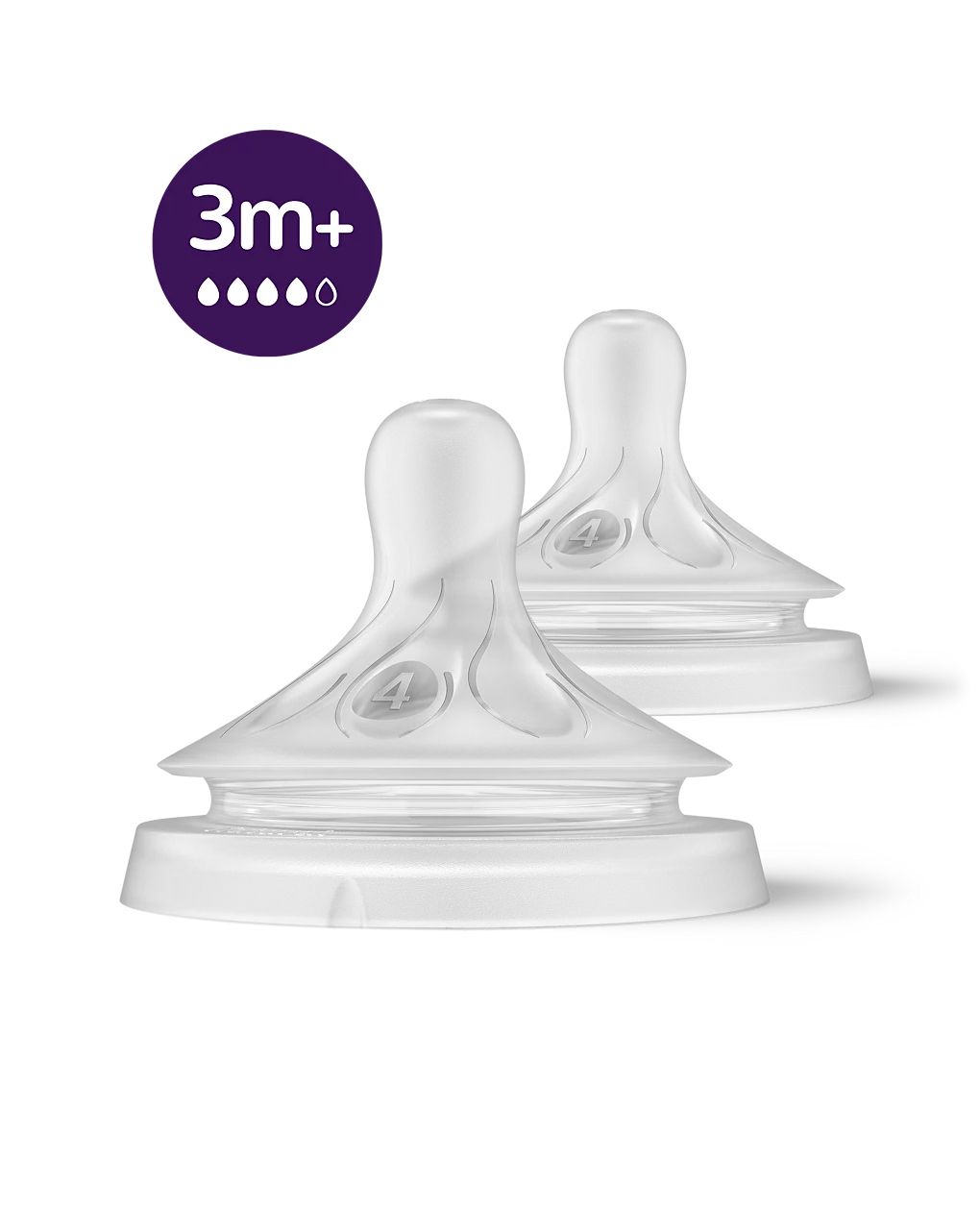 Philips avent θηλή μαλακής σιλικόνης natural response 2τμχ 3m+ (ροής 4) scy964/02