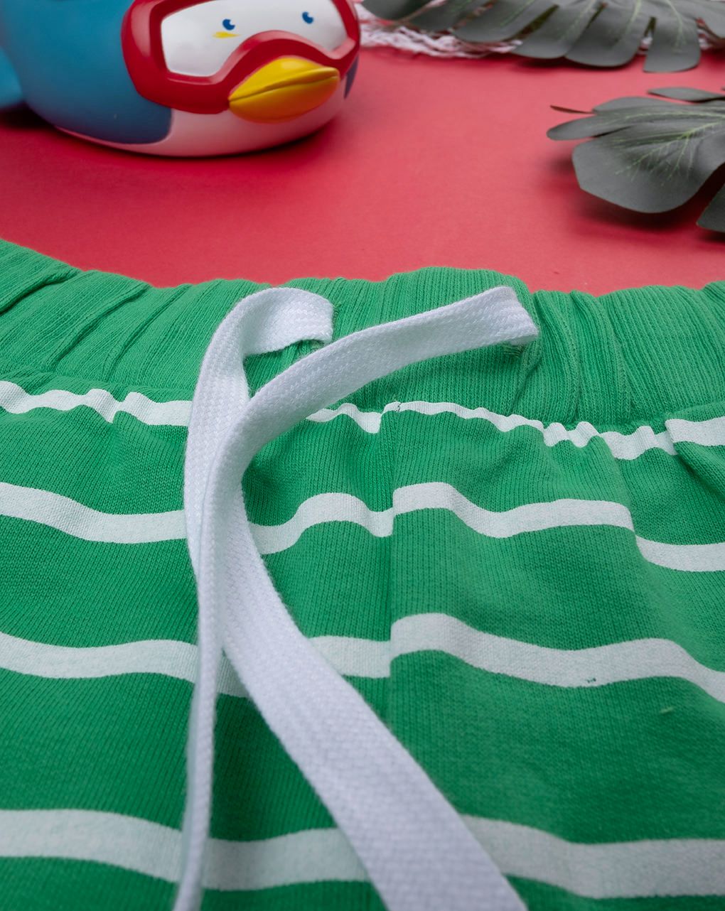 βρεφικό σορτσάκι ριγέ πράσινο/λευκό για αγόρι - Prénatal