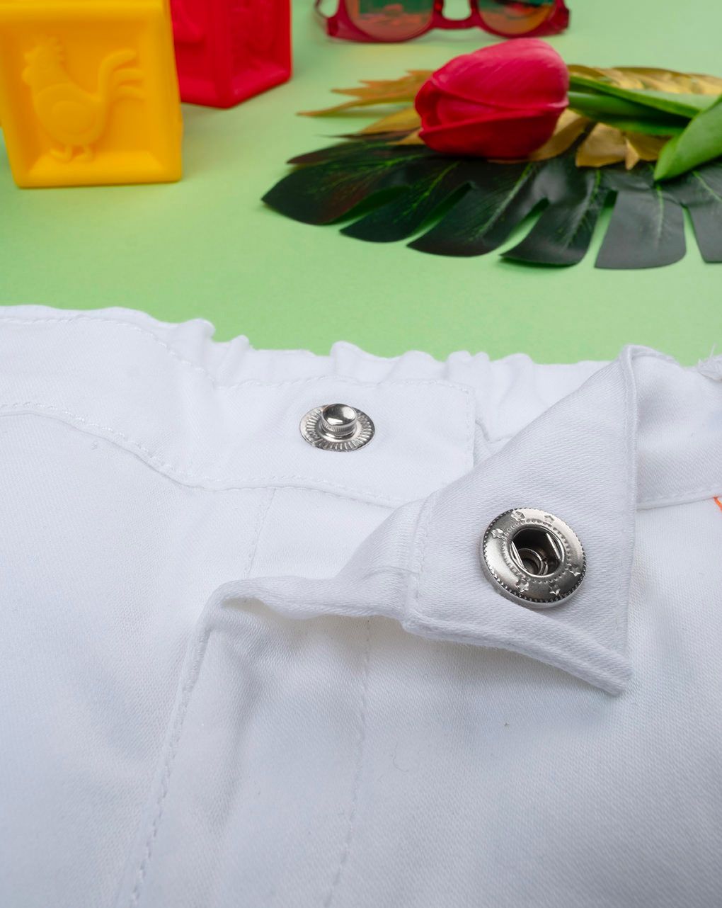 παιδικό σορτσάκι twill λευκό με κεντήματα για κορίτσι - Prénatal