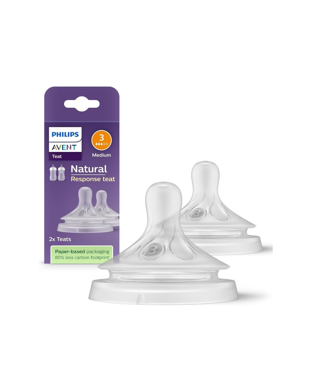 Philips avent θηλή σιλικόνης natural response 2τμχ μέτριας ροής 1m+ scy963/02 - Philips Avent