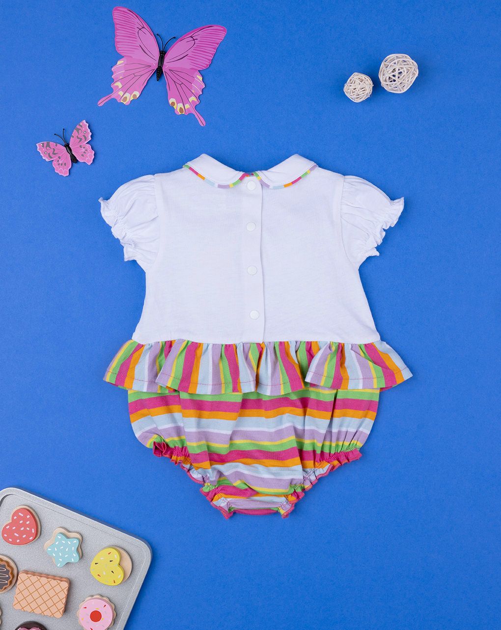 βρεφικό φορμάκι λευκό/πολύχρωμο με πεταλούδα για κορίτσι - Prénatal