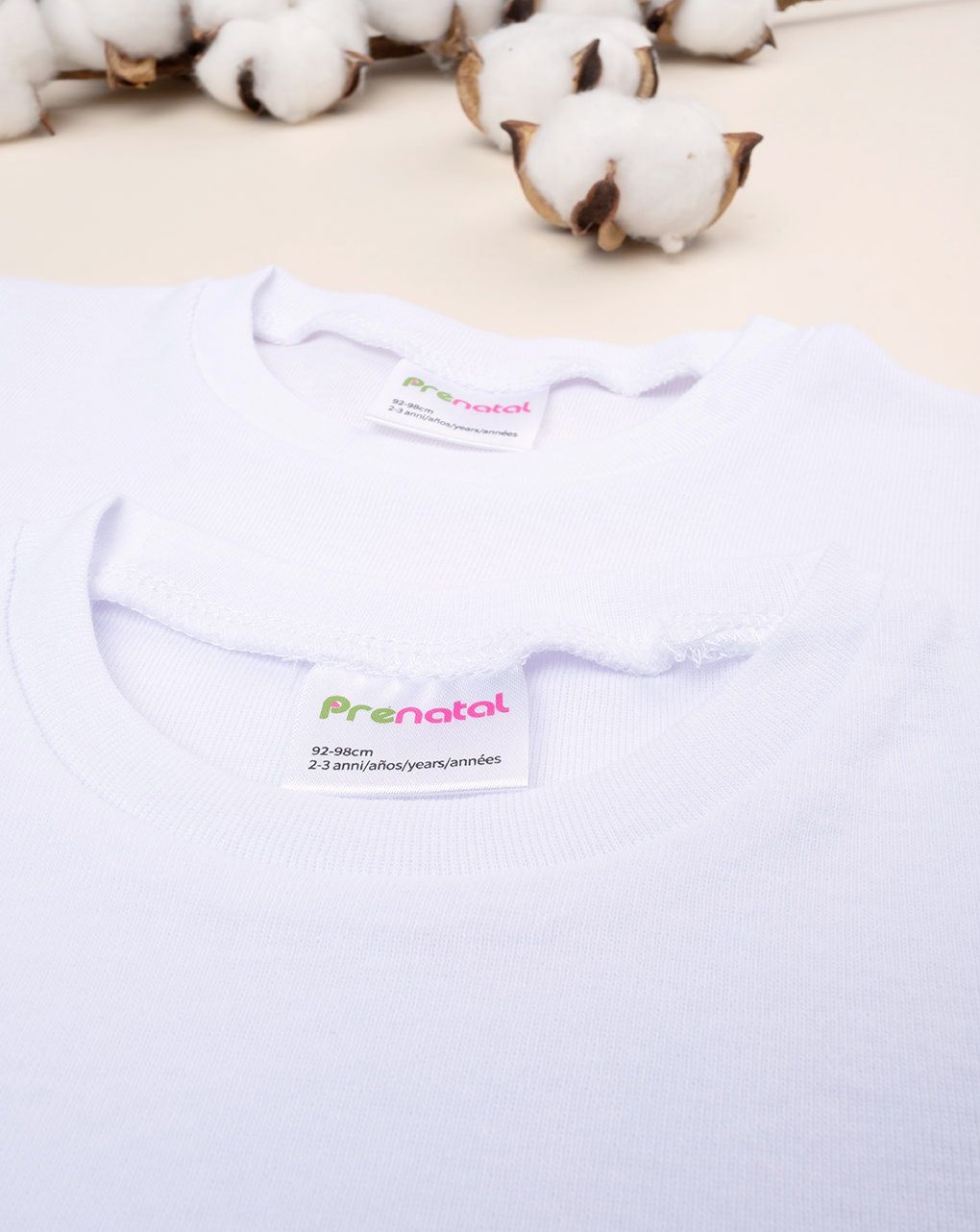 παιδικά φανελάκια κοντομάνικα λευκά πακέτο x2 για αγόρι - Prénatal