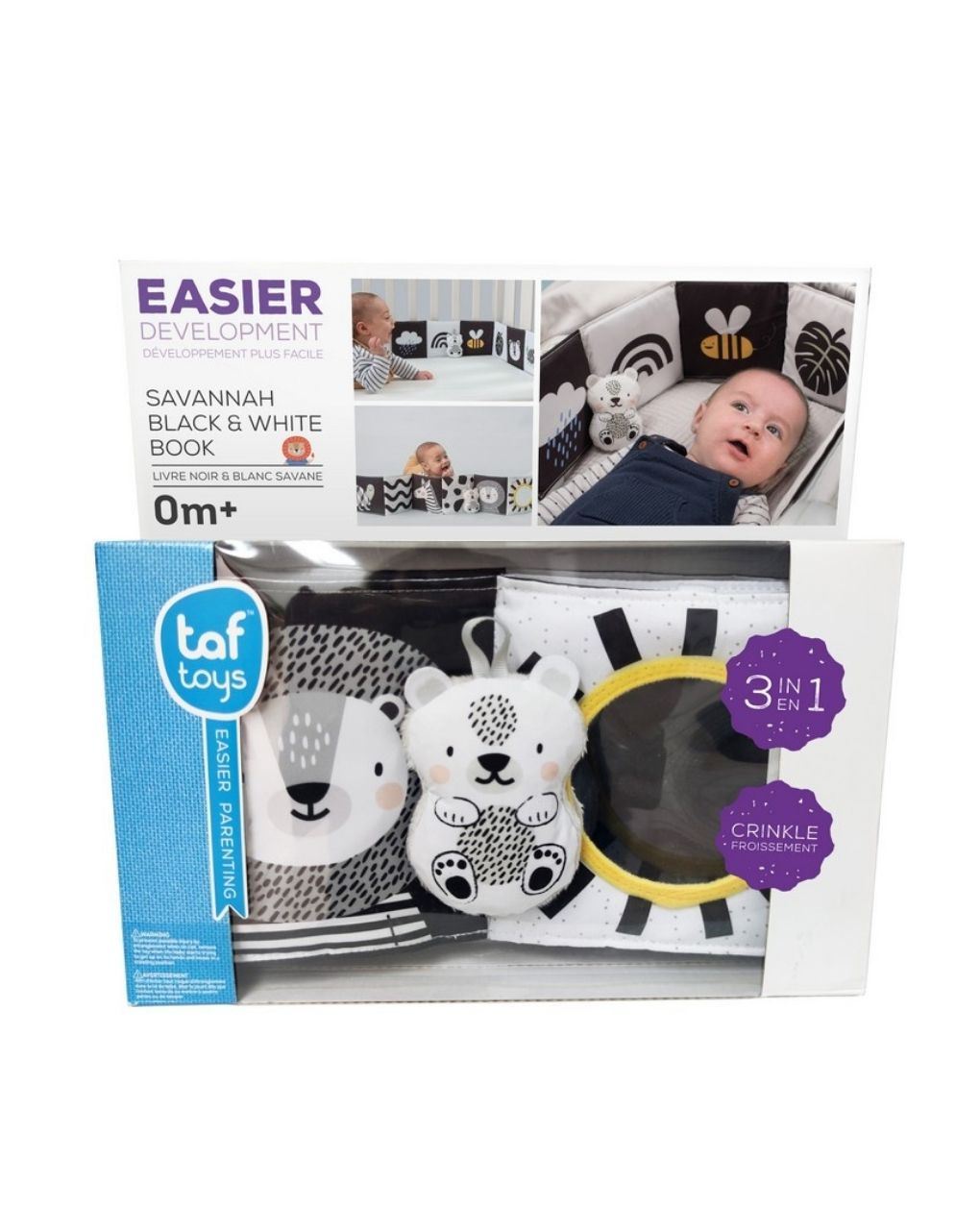Taf toys μαλακό βιβλίο δραστηριοτήτων savannah black & white t-12875 - Taf-toys