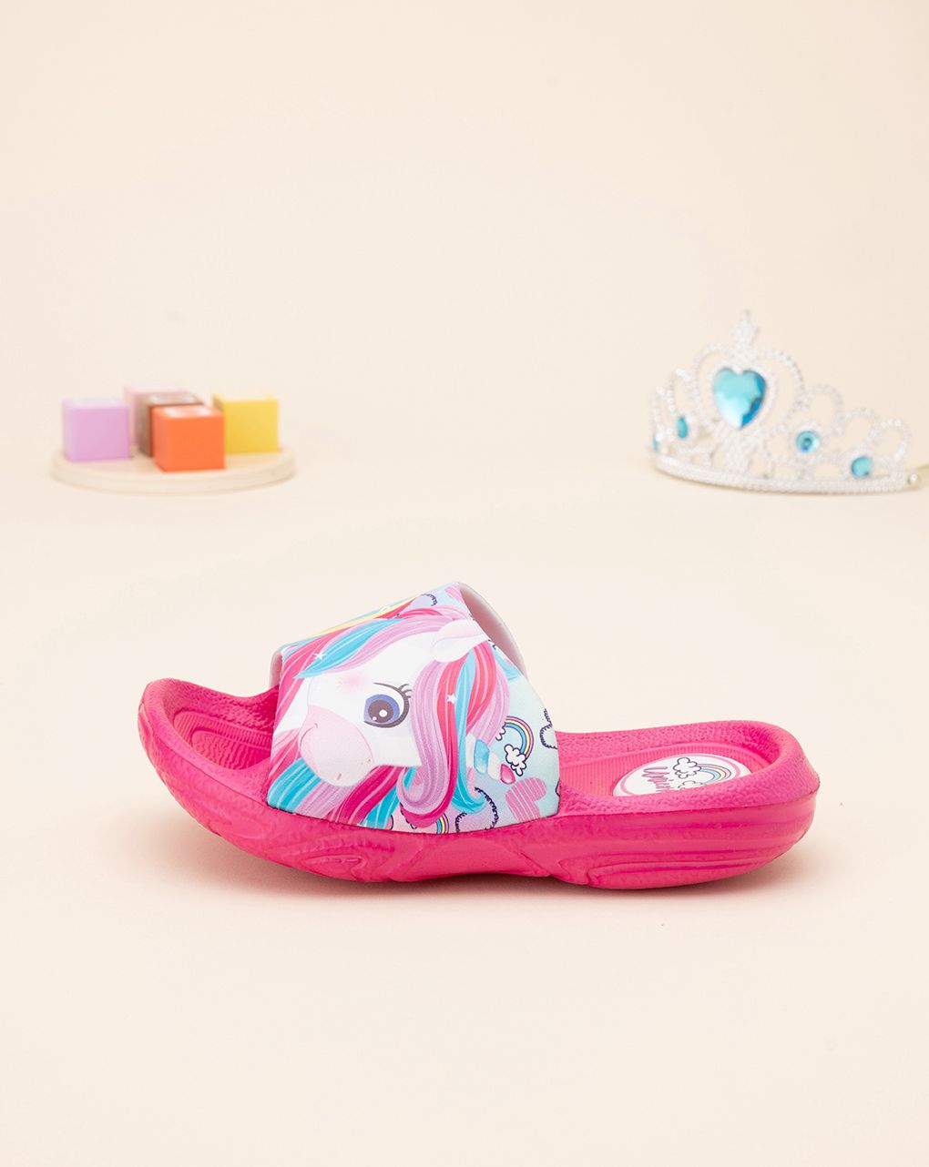 σαγιονάρες φούξια με μονόκερο για κορίτσι