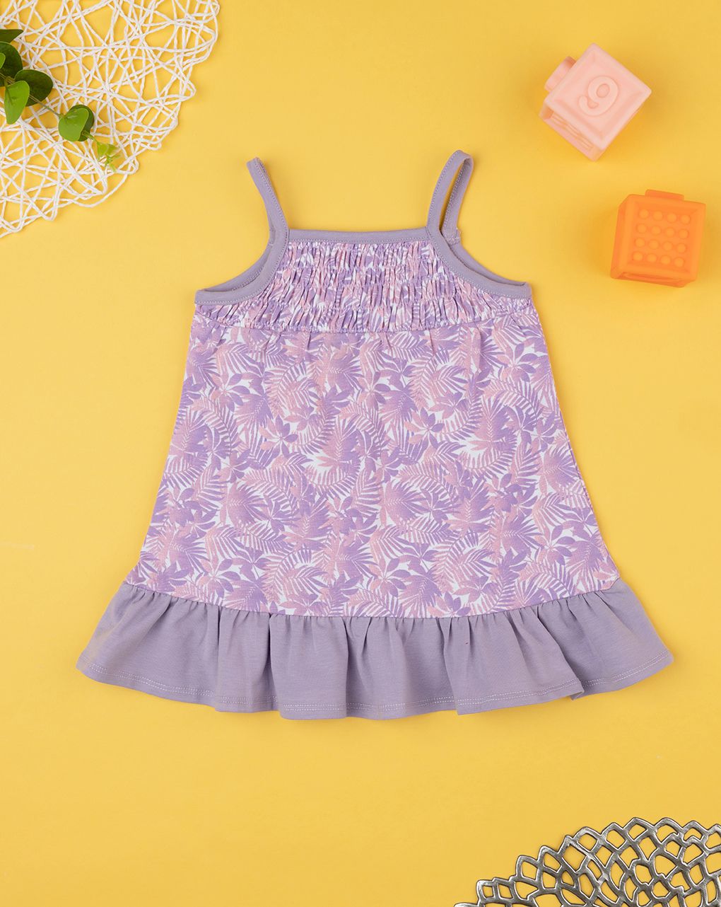 βρεφικό φόρεμα λιλά τρόπικαλ για κορίτσι - Prénatal