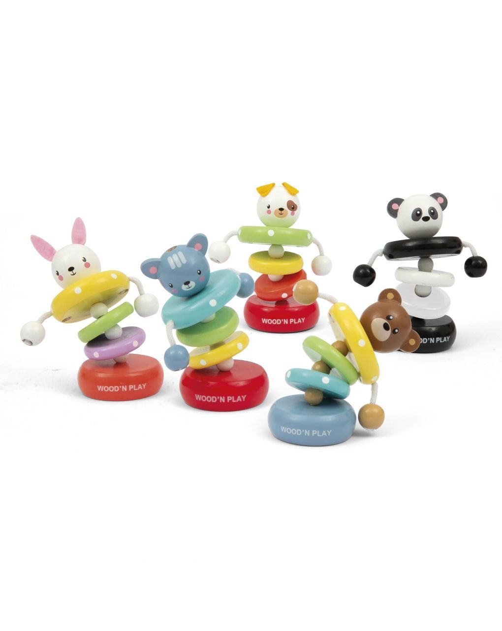Wood’ n play ξύλινα αρθρωτά ζωάκια μίνι 5 σχέδια - Wood'N Play