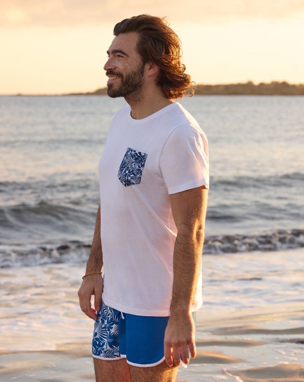 ανδρικό μαγιό boxer μπλε τρόπικαλ