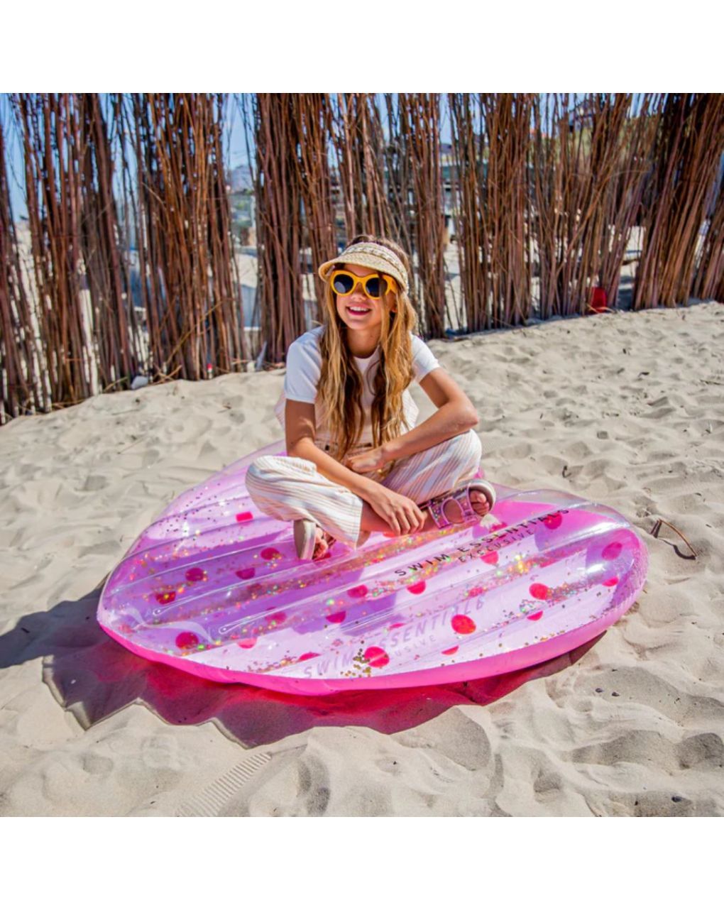 Swim essentials: στρώμα θαλάσσης σχήμα καρδιάς 150x100εκ. "pink with red dots heart" swe-2020se46 - Swim Essentials