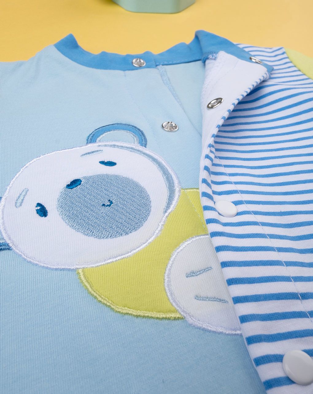 βρεφικό φορμάκι γαλάζιο/ριγέ με ζωάκια για αγόρι - Prénatal