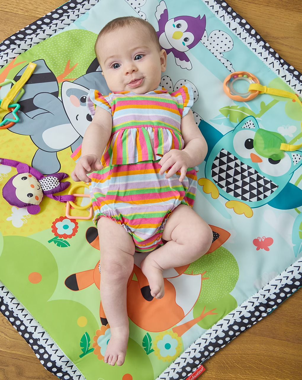 βρεφικό κοντό φορμάκι πολύχρωμο ριγέ για κορίτσι