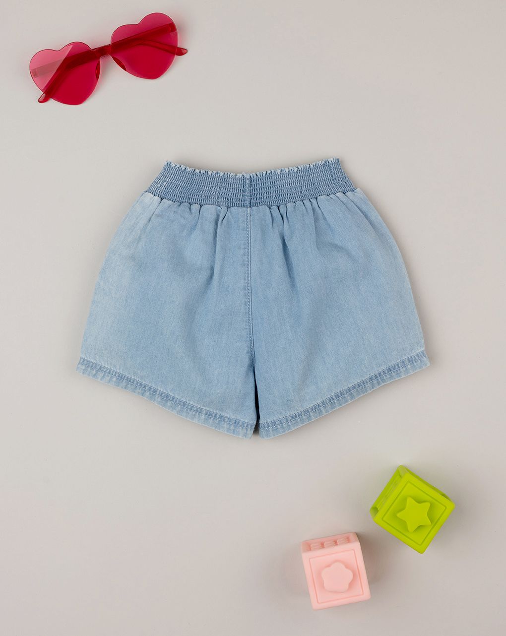 βρεφικό τζιν σορτσάκι μπλε με δαντέλα sangallo για κορίτσι - Prénatal
