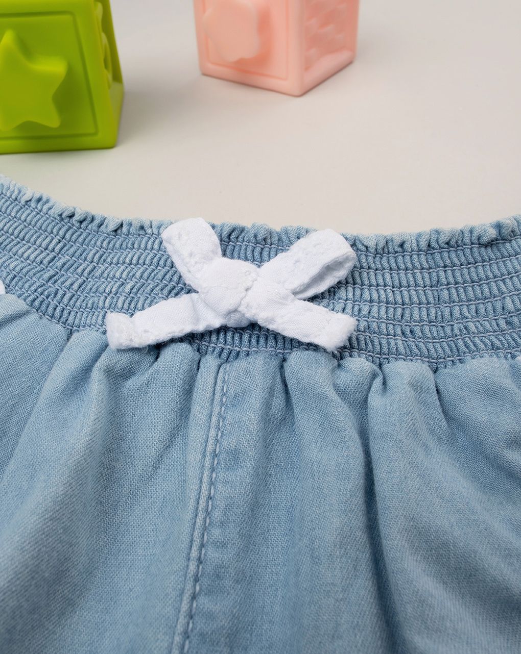 βρεφικό τζιν σορτσάκι μπλε με δαντέλα sangallo για κορίτσι - Prénatal