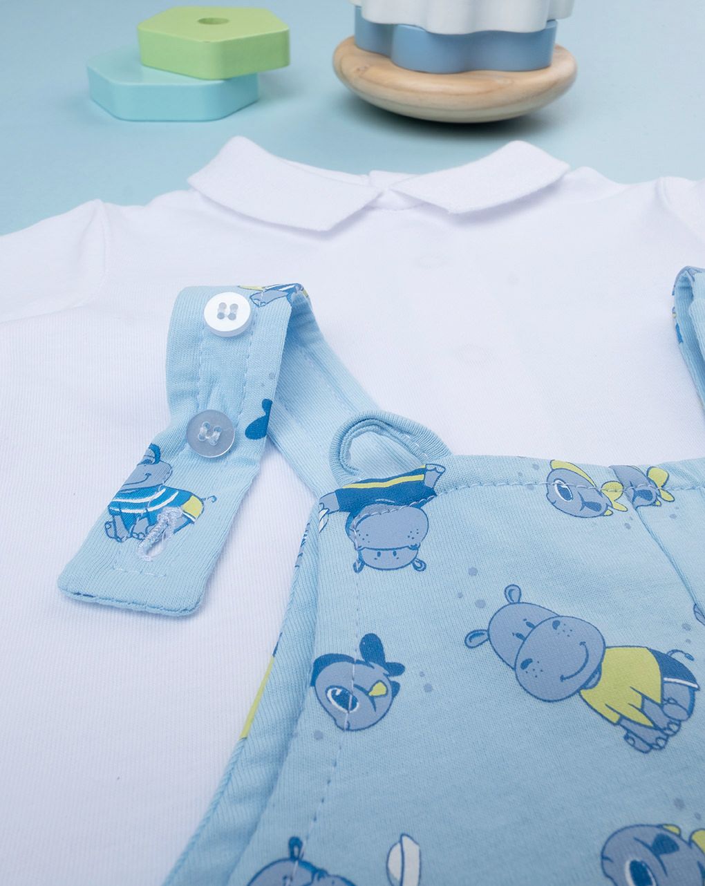 βρεφικό σετ t-shirt και σαλοπέτα με ιπποπόταμους για αγόρι - Prénatal