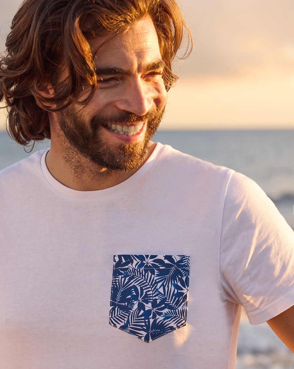 ανδρικό t-shirt λευκό με τσέπη τρόπικαλ - Prénatal